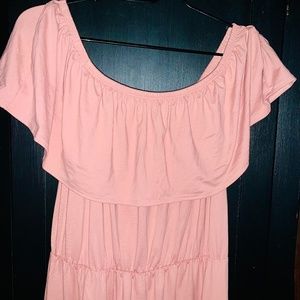 🛑 SOLD ‼️ PINC BRAND WOMENS DUSTY ROSE RUFFLED OFF-THE-SHOULDER DRESS SIZE XL
